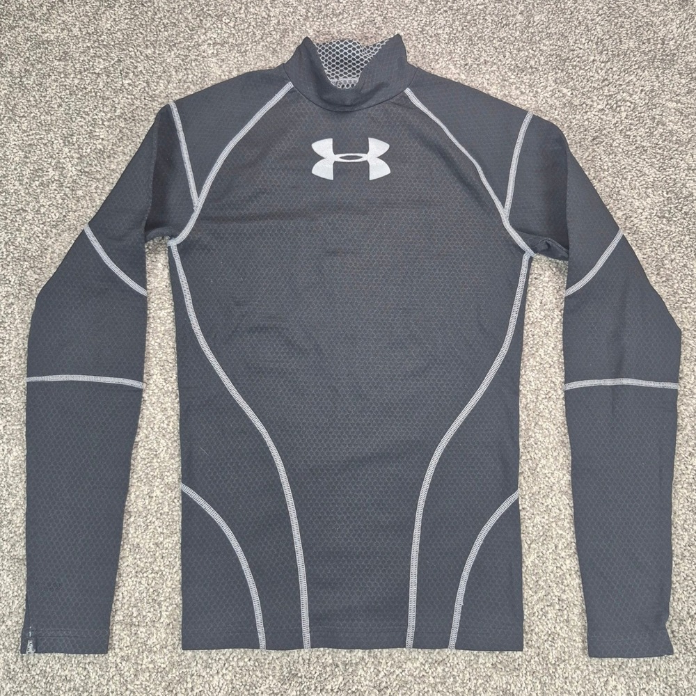 Under Armour ColdGear Intensity Mock Neck Top Mens Small Black Compression